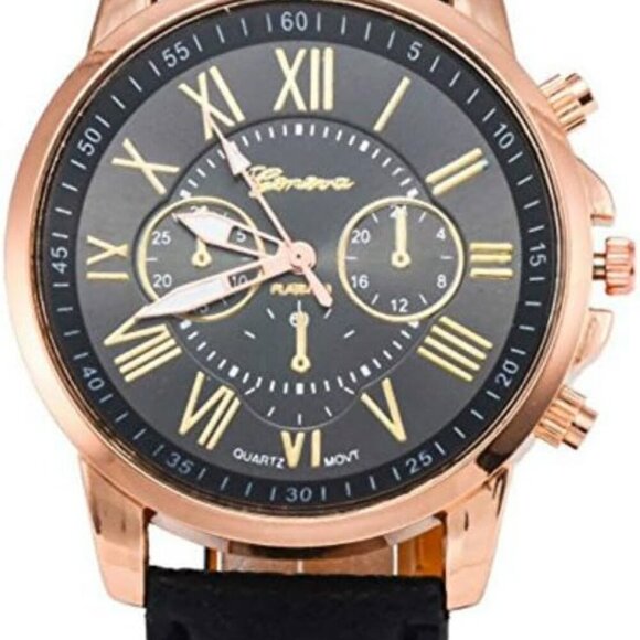 Women Men Lady PU Leather Band Watches Roman Numerals Dial Analog Quartz Wristwa - Picture 8 of 8